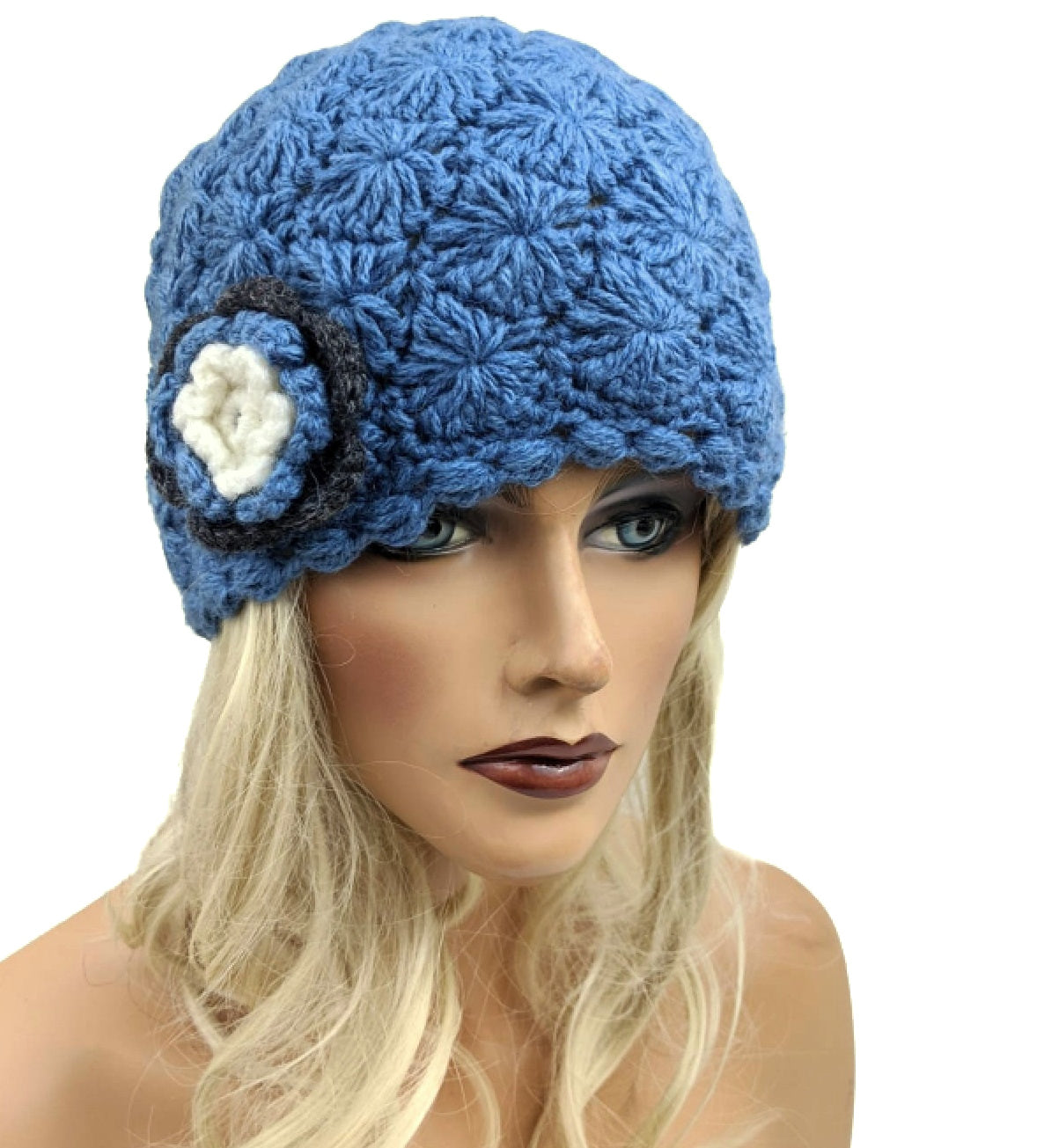 Alpaca Crochet Handmade Hat Teal Blue Color