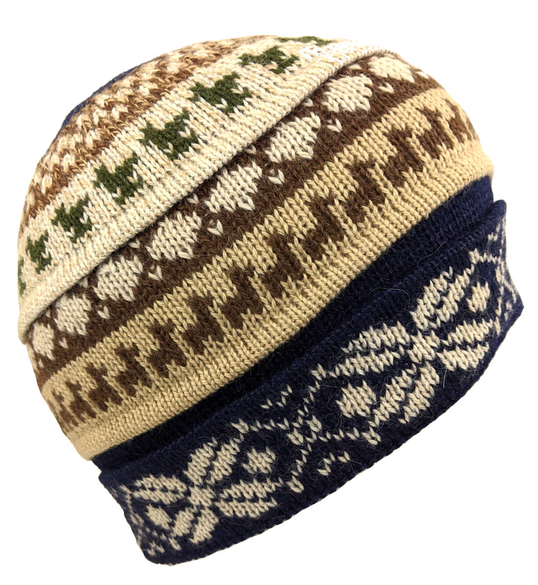 Alpaca Beanie Hat Navy Multi