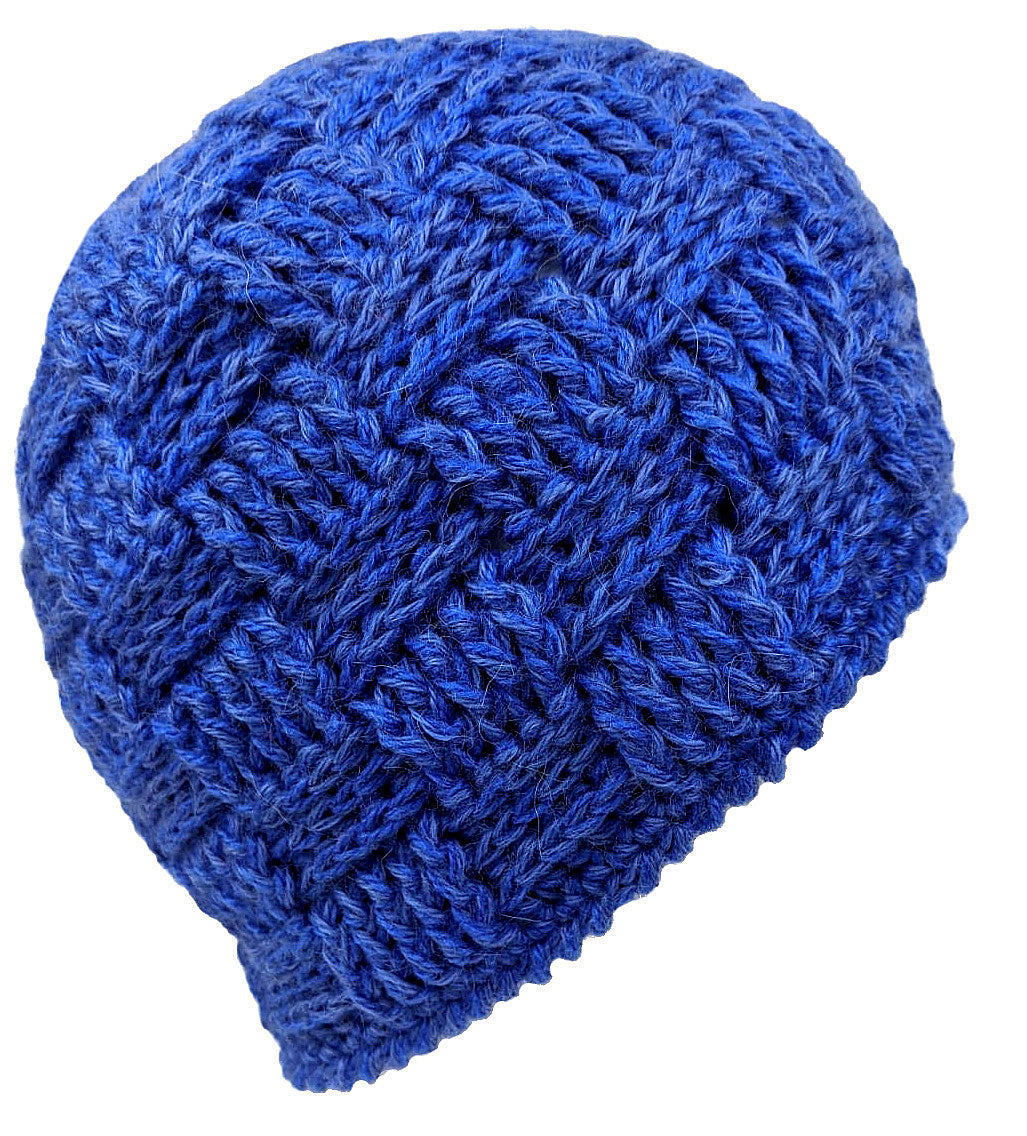 Alpaca Beanie Hat Handmade Blue