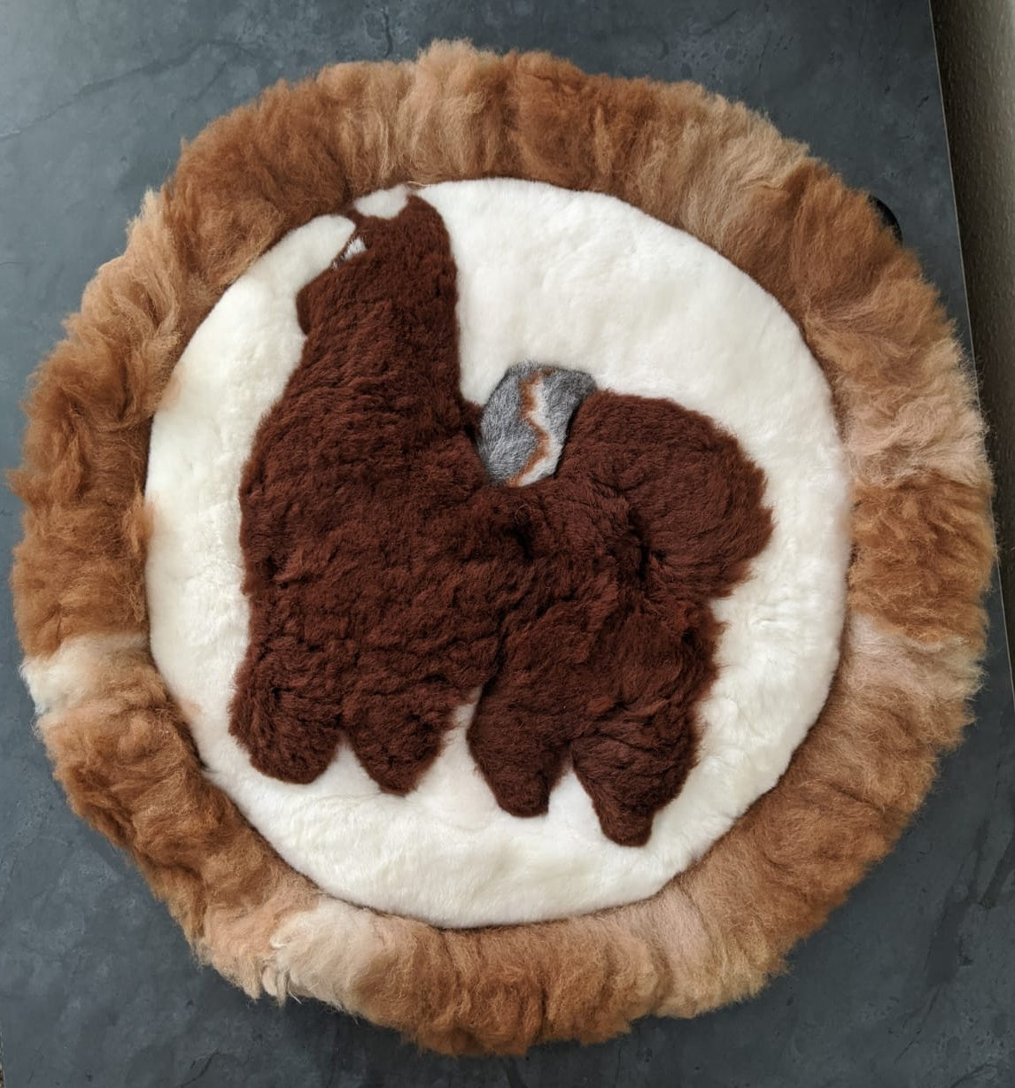 Round Alpaca Rug Natural Fur