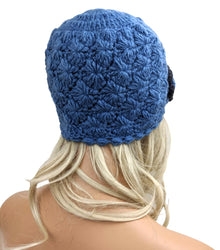 Alpaca Crochet Handmade Hat Teal Blue Color