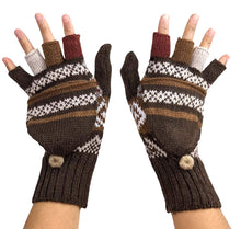 Alpaca Gloves Mittens Convertible - Brown