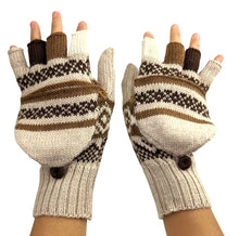 Alpaca Gloves Mittens Convertible - Ivory