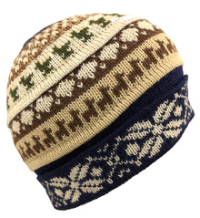 Alpaca Beanie Hat Navy Multi